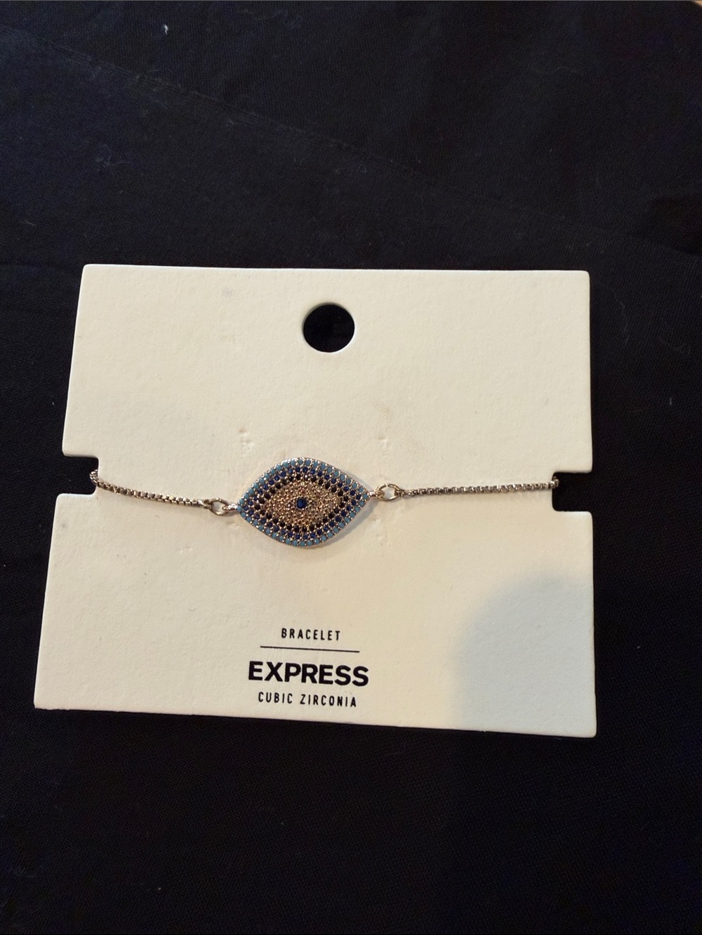Express Blue and Gold Pavé Evil Eye Bracelet